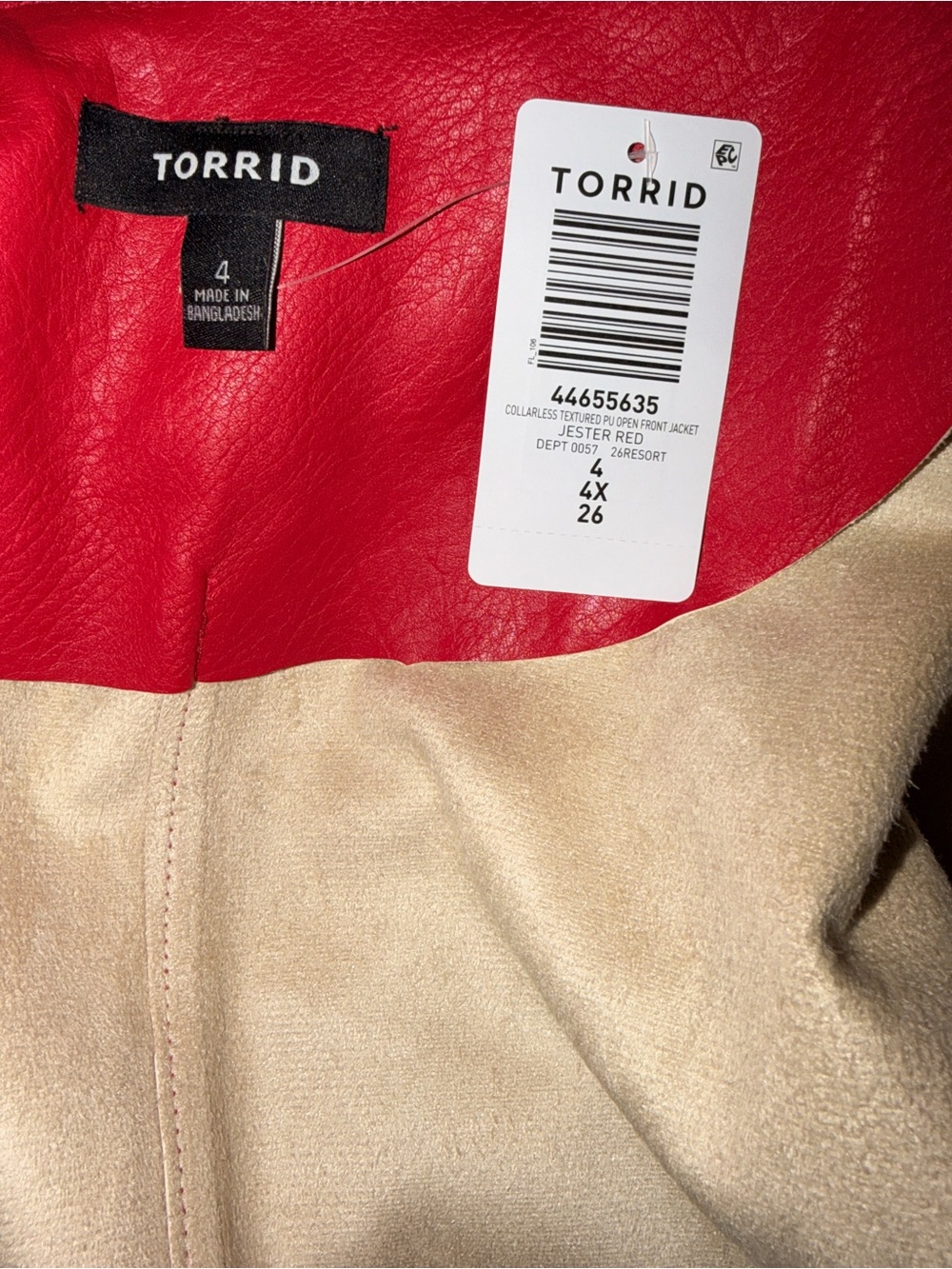 Torrid Collarless Open Front Moto - Picture 5 of 8
